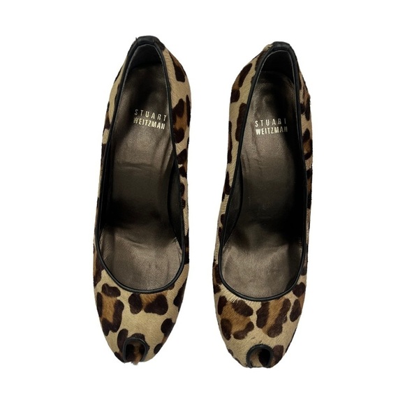 STUART WEITZMAN Pipespy Leopard-print Calf Hair Peep-Toe Platform Pump - Picture 9 of 13